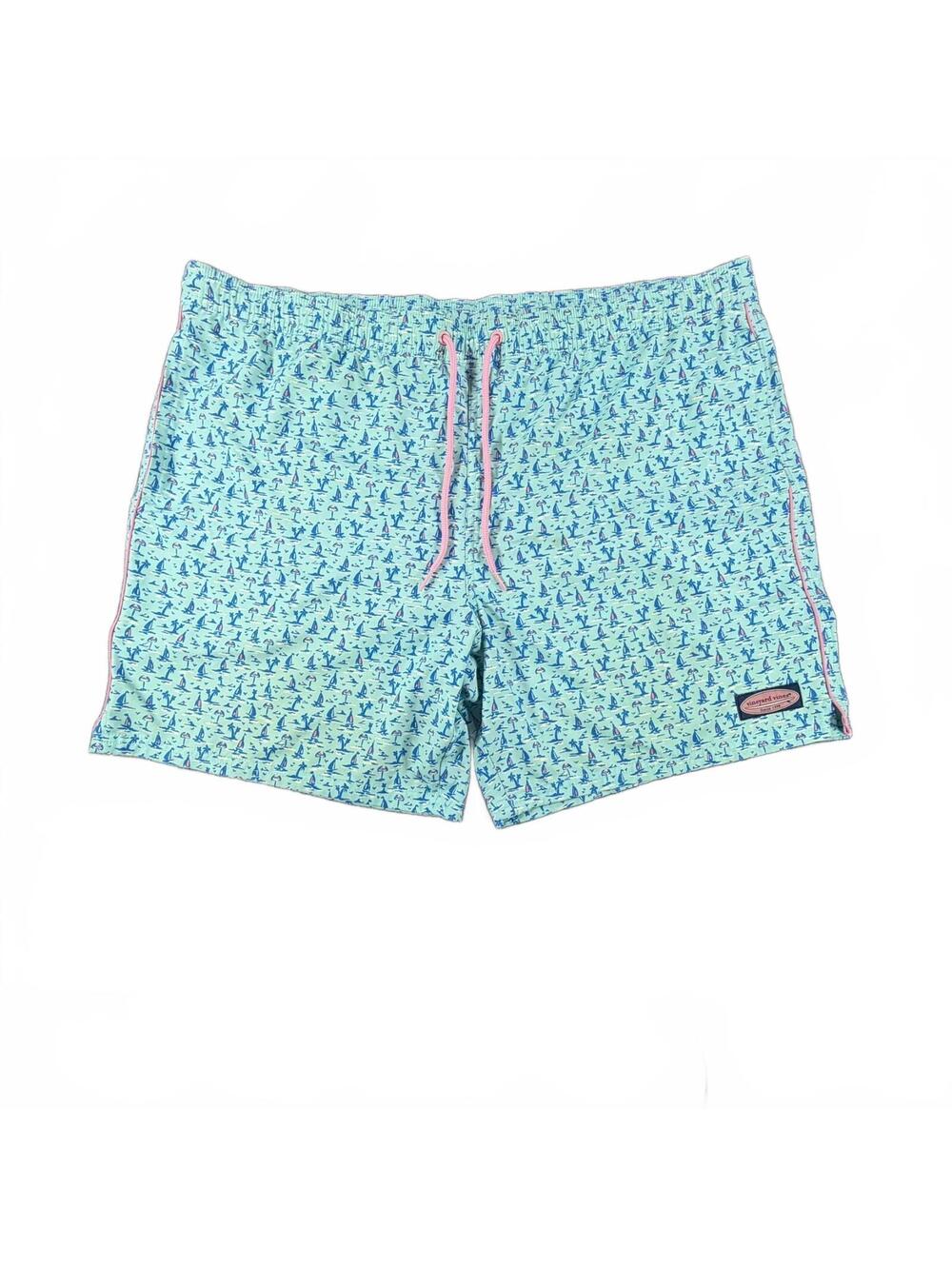 Vineyard Vines Men’s Sailboat Swim Trunks – Size XL, Blue Nautical Print